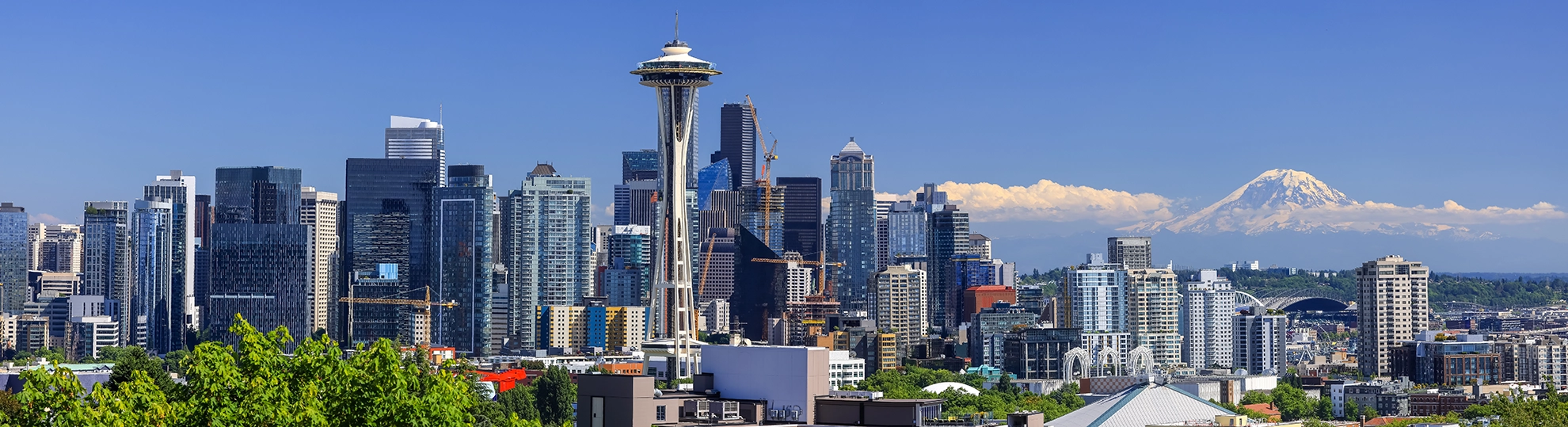 Super panoramic view of Downtown Seattle