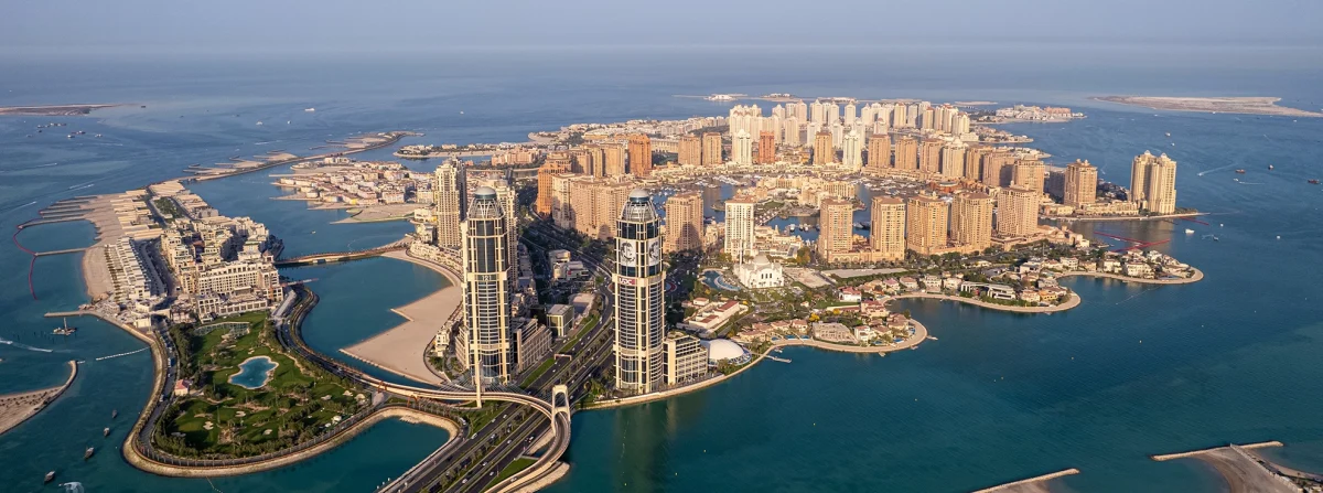 Aerial view of the Pearl-Qatar island in Doha