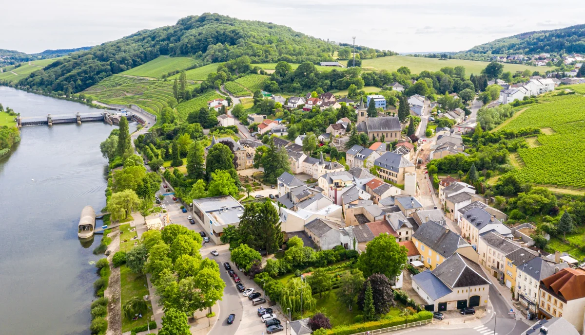 Aerial view of Schengen town center