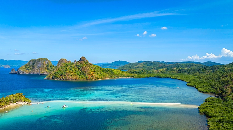 Aerail view of tropical exotic in El Nido, Palawan, Philippines.